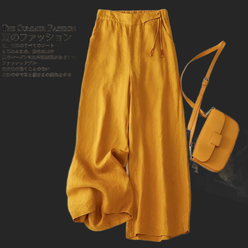 Casual 3 Sizes 4 Colors Plus Size 100% Linen Women's Trouser