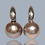 Round 10 - 10.5mm Purple Lavender Pink Keshi Pearl Clip-On Earrings