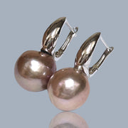 Round 10 - 10.5mm Purple Lavender Pink Keshi Pearl Clip-On Earrings