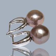 Round 10 - 10.5mm Purple Lavender Pink Keshi Pearl Clip-On Earrings