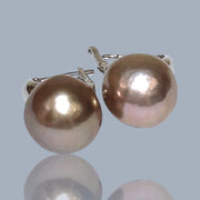 Round 10 - 10.5mm Purple Lavender Pink Keshi Pearl Clip-On Earrings