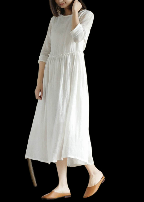 2 Color Plus Size 100% Linen Cotton Oversized Long Dresses