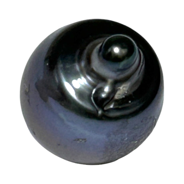 Baroque 12.3 x 15.3mm Tahitian Peacock Black Green Pearl Un-Drilled