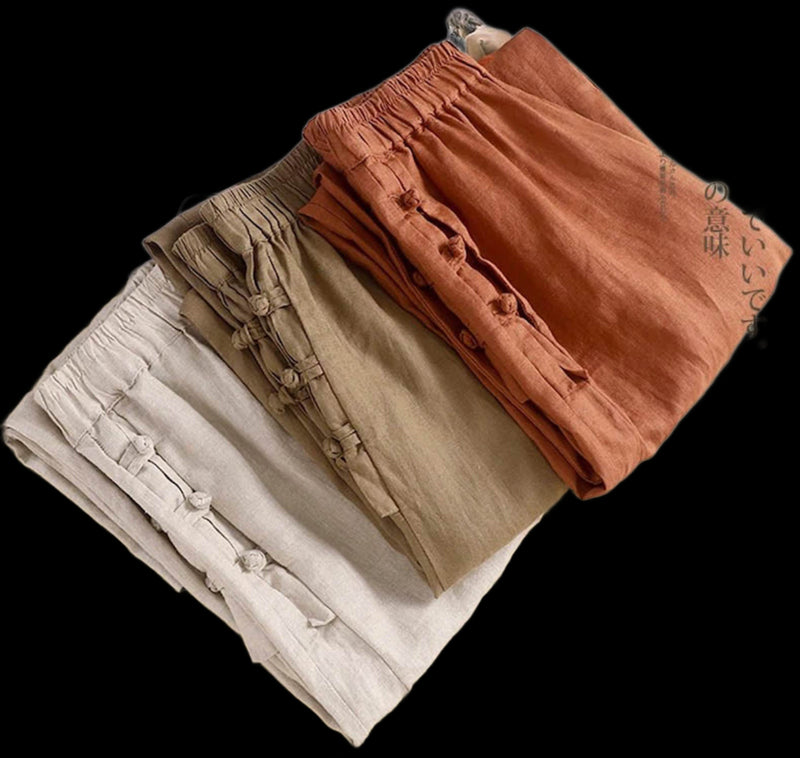3 Colors One Oversized Women's Casual 100% Cotton Linen Pants