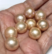 5A Shine 12.2mm Peach Pink Round Edison Cultured Un-Drilled Loose Pearl