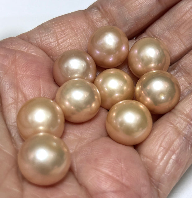 5A Shine 12.2mm Peach Pink Round Edison Cultured Un-Drilled Loose Pearl