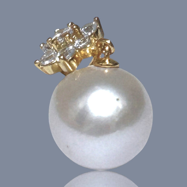 Fabulous Round 10.5 - 11mm Edison Natural White Pearl Sterling Pendant