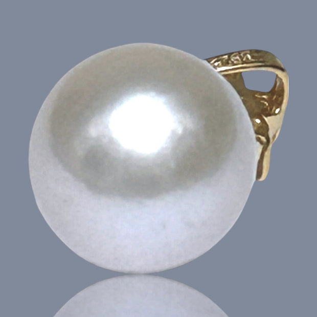 Fabulous Round 10.5 - 11mm Edison Natural White Pearl Sterling Pendant