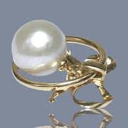 Handmade Natural White 11.4mm Edison Round Pearl Solid Ring Size 5