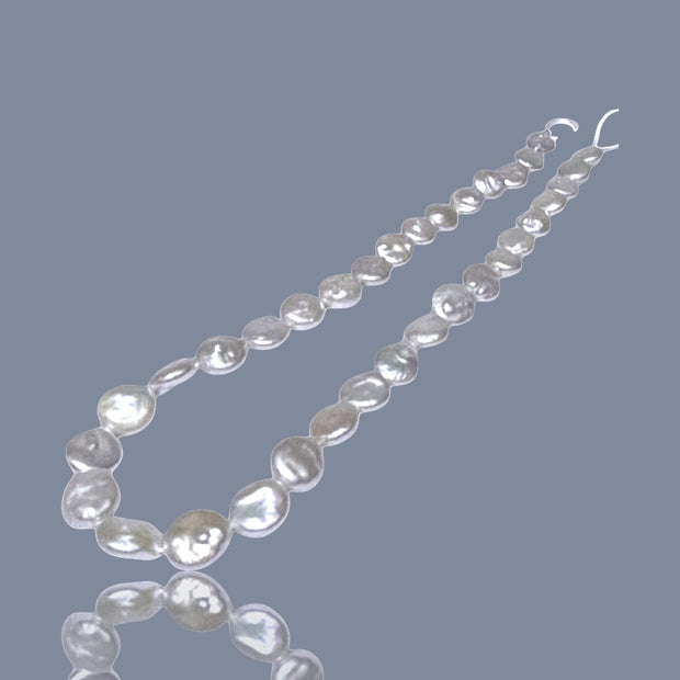 Gorgeous 10.5 - 11mm Jumbo Oval Round White Cultured FW Pearl 16" Strand