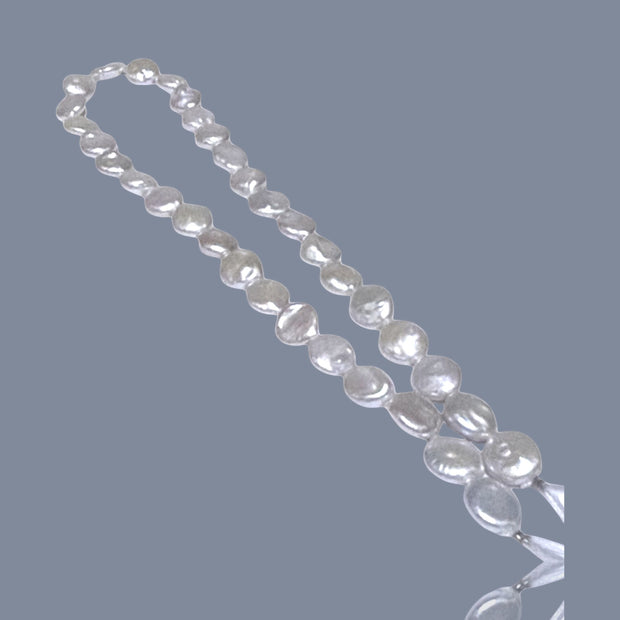 Gorgeous 10.5 - 11mm Jumbo Oval Round White Cultured FW Pearl 16" Strand