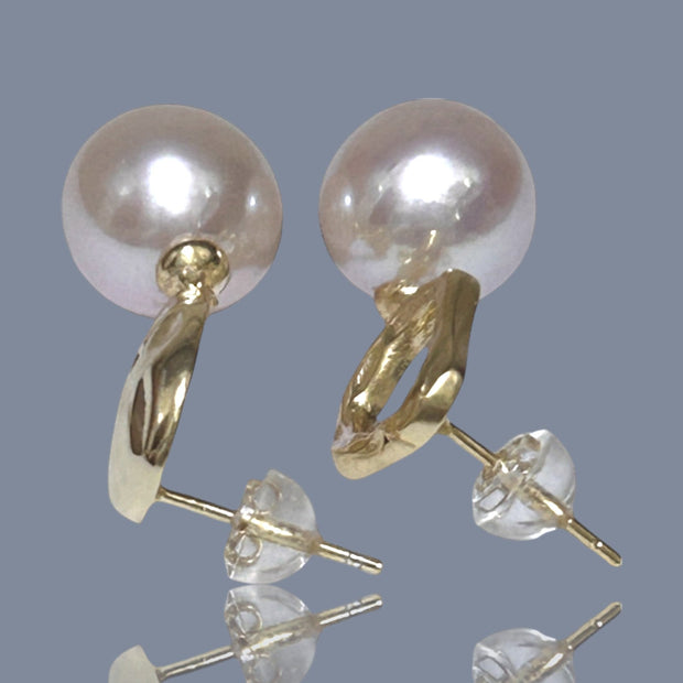 Fantastic 10.6 - 10.8mm Baby Pink Round Edison Cultured Pearl Earrings - Elegant and Luxurious Fine Jewelry for Women