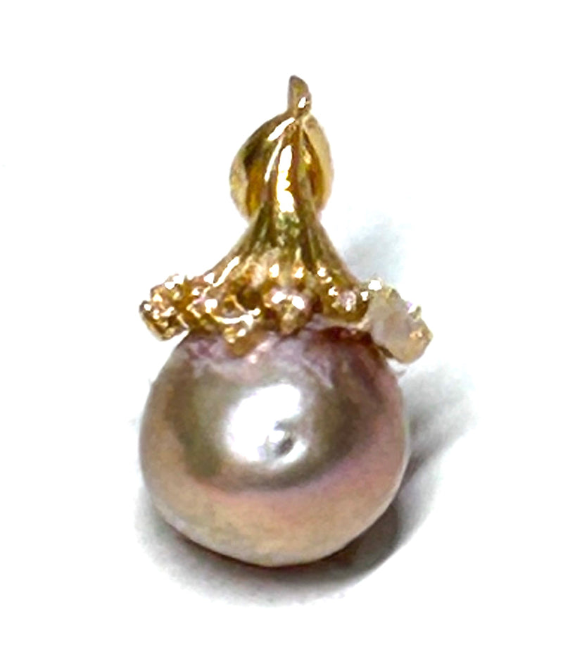 Unique Mirror Luster 11.5 - 12mm Edison Purple Pink Round Pearl Pendant