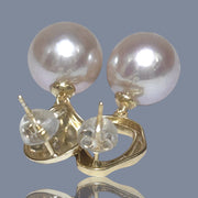 Fantastic 10.6 - 10.8mm Baby Pink Round Edison Cultured Pearl Earrings - Elegant and Luxurious Fine Jewelry for Women