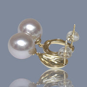 Fantastic 10.6 - 10.8mm Baby Pink Round Edison Cultured Pearl Earrings - Elegant and Luxurious Fine Jewelry for Women