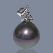 Fabulous 10.8 - 11mm Edison Round Purple Black Pinkish Pearl Pendant