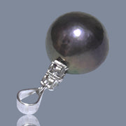 Fabulous 10.8 - 11mm Edison Round Purple Black Pinkish Pearl Pendant