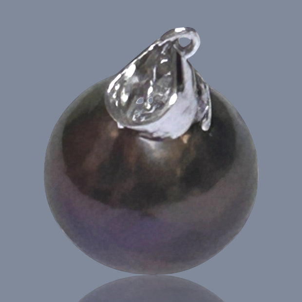 Fabulous 10.8 - 11mm Edison Round Purple Black Pinkish Pearl Pendant