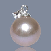 Classy 11 - 11.5mm Edison Peach Pink Round Cultured Pearl Pendant