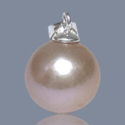 Classy 11 - 11.5mm Edison Peach Pink Round Cultured Pearl Pendant