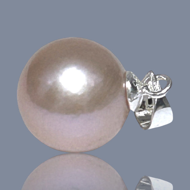 Classy 11 - 11.5mm Edison Peach Pink Round Cultured Pearl Pendant