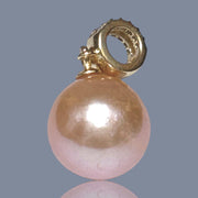 Handmade 11mm Edison Natural Peach Rose Pink Round Pearl Pendant