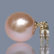 Handmade 11mm Edison Natural Peach Rose Pink Round Pearl Pendant