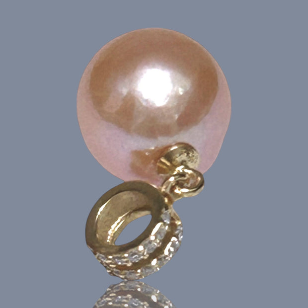 Handmade 11mm Edison Natural Peach Rose Pink Round Pearl Pendant