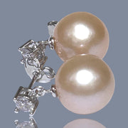 Stunning Huge 11.5mm Peach Gold Pink Edison Cultured Pearl Earrings