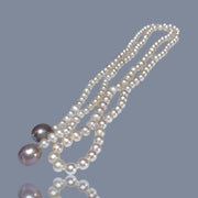 Purple & White Edison Round Pearl 42" Necklace 7mm and 13x14mm Pearls