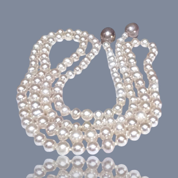 Purple & White Edison Round Pearl 42" Necklace 7mm and 13x14mm Pearls