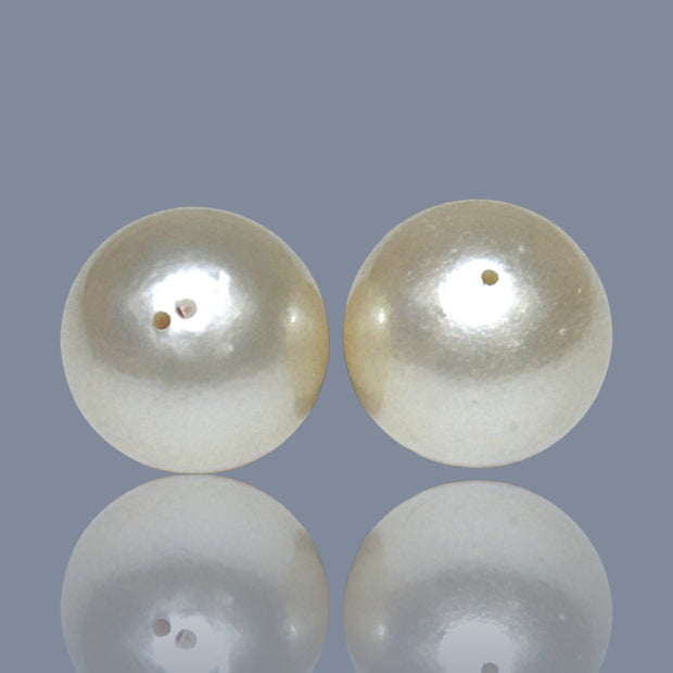 A Pair 42 Carat Round 14.2mm Natural Pale Gold South Sea Pearl Loose