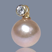 Oval Round 11.5 x 12mm Edison Peach Pink Cultured Pearl Pendant