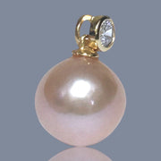 Oval Round 11.5 x 12mm Edison Peach Pink Cultured Pearl Pendant