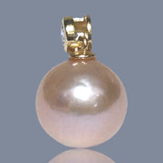 Oval Round 11.5 x 12mm Edison Peach Pink Cultured Pearl Pendant