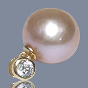 Oval Round 11.5 x 12mm Edison Peach Pink Cultured Pearl Pendant