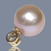 Oval Round 11.5 x 12mm Edison Peach Pink Cultured Pearl Pendant