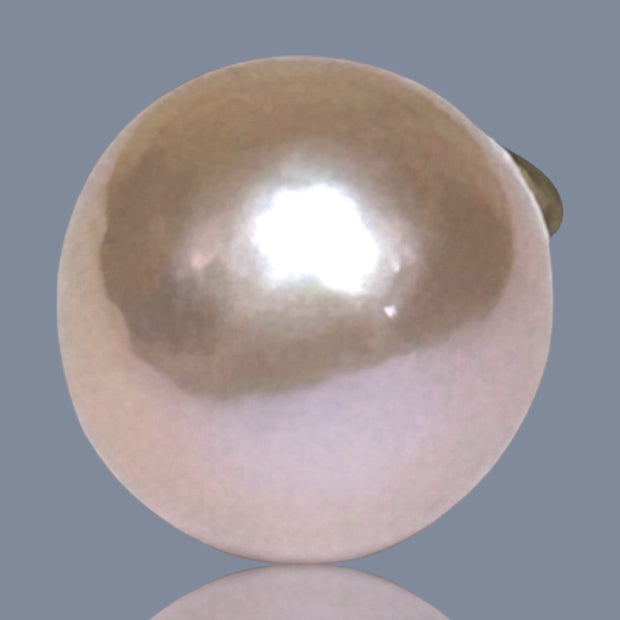 Oval Round 11.5 x 12mm Edison Peach Pink Cultured Pearl Pendant