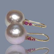 Legitimate 11 - 11.3mm Peach Pink Edison Cultured Pearl Dangle Earrings