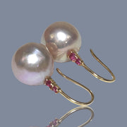 Legitimate 11 - 11.3mm Peach Pink Edison Cultured Pearl Dangle Earrings