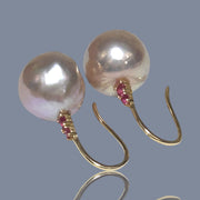 Legitimate 11 - 11.3mm Peach Pink Edison Cultured Pearl Dangle Earrings