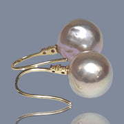 Legitimate 11 - 11.3mm Peach Pink Edison Cultured Pearl Dangle Earrings