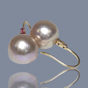 Legitimate 11 - 11.3mm Peach Pink Edison Cultured Pearl Dangle Earrings