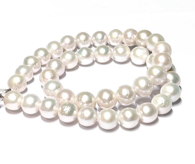 Oval Round 41 pcs 10.2-11mm Edison White Pink Cultured Pearl 16" Strand
