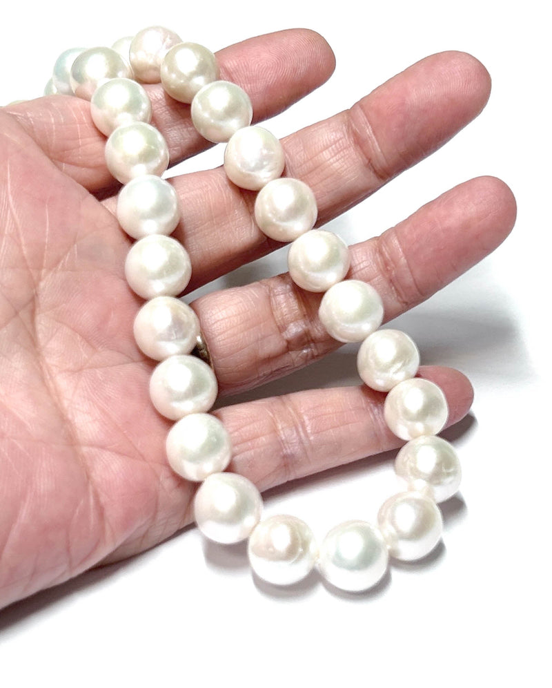 Oval Round 41 pcs 10.2-11mm Edison White Pink Cultured Pearl 16" Strand