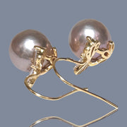 Gorgeous 10mm White Round Edison Cultured Pearl Dangle Earrings