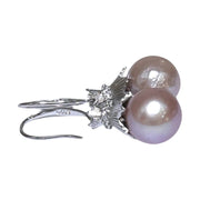 Elegant 11 - 11.5mm Purple Lavender Pink Edison Pearl Dangle Earrings