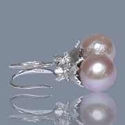 Elegant 11 - 11.5mm Purple Lavender Pink Edison Pearl Dangle Earrings