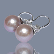 Elegant 11 - 11.5mm Purple Lavender Pink Edison Pearl Dangle Earrings