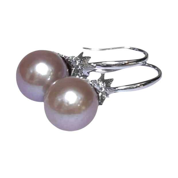 Elegant 11 - 11.5mm Purple Lavender Pink Edison Pearl Dangle Earrings